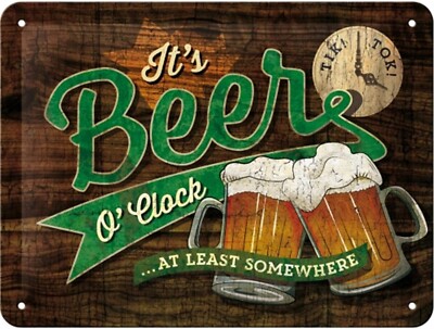 Nostalgic-Art Retro Blechschild -Beer O' Clock Glasses- 15x20 cm 26214