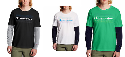 Champion Men's Layered-Look Long-Sleeve T-Shirt M, XL, 2XL | eBay
