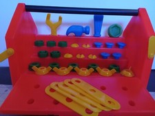 Child's Tote Bench Tool Box Plastic Pre-owned With Carrying Handle 13" Long
