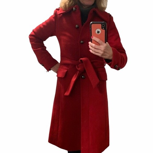 OSA Wool Dress coat xs Women's red midi 