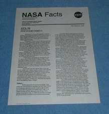 1995 NASA Facts STS-70 Space Shuttle Discovery Mission TDRS-G Satellite