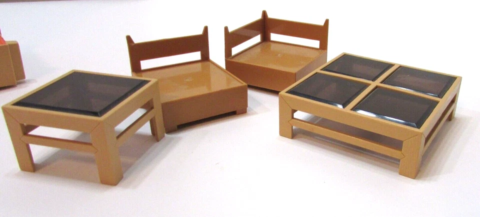 Vintage Anos 70 Grupo Tomy Brinquedo Casa de Bonecas Móveis Estante Retro Mesas Cadeiras - Imagem 4 de 4