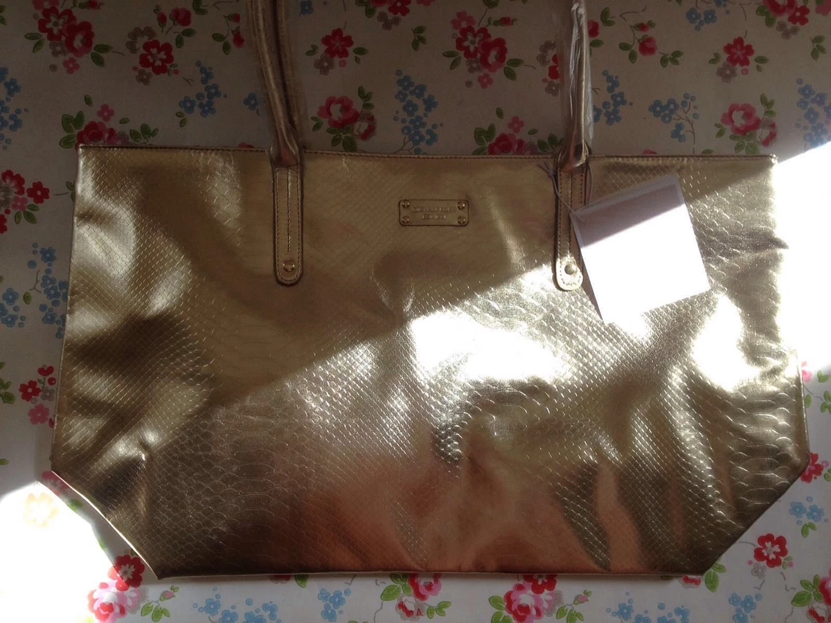 New Gorgeous MICHAEL KORS GOLD Tote Bag Beach Weekend