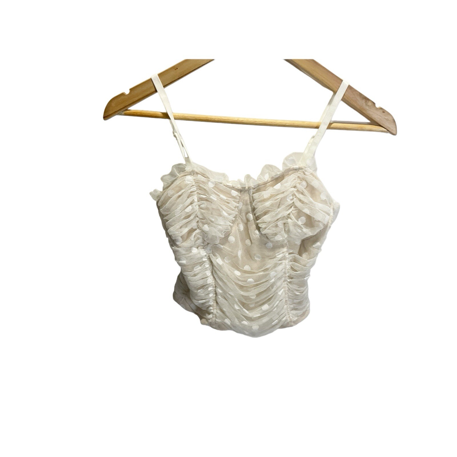 Willow Young Womens White Polka Dot Tulle Cami Tank Top in Size S  