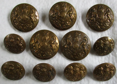Set of 11x British Army:"GENERAL SERVICE BRASS BUTTONS" (WW1-WW2, Cheney Made)