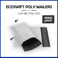 4000 4x6 EcoSwift Poly Mailers Plastic Envelopes Shipping Mailing Bags 2.35MIL