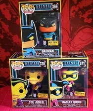 Funko Pop! DC Black Light Set - BATMAN, JOKER , HARLEY + PROTECT + SHIPFAST