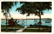 Vintage Postcard Fort Allen Park & Harbor Portland Maine ME c.1915-1930     S535