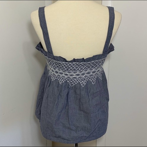 NWT- Current/Elliott 'The Smocked Tank' Top, Chambray/Off-White - 2 Medium - Picture 6 of 8
