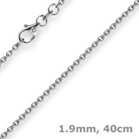 1,9Mm Rund-Ankerkette 750 Gold WeißGold Kette Collier Halskette, 40Cm, Goldkette