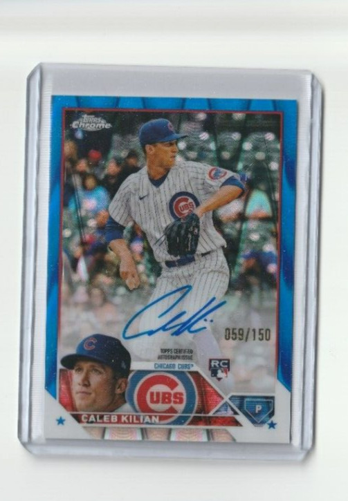Caleb Kilian 2023 Topps Chrome Blue Wave Autograph 059/150