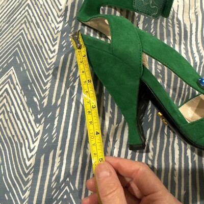 Prada Green Suede Hi Heel Open Toe Size 38 Shoe Msrp $1300 | eBay
