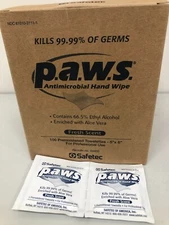 P.A.W.S.® Antimicrobial Hand Wipe, Fresh Scent, w/ Aloe Vera, 100/Box, 1000/CS