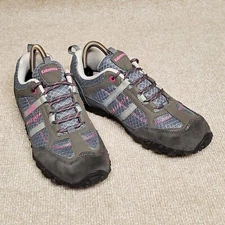 Knixmax AM033 Womens Grey Pink Low Top Lace Up Hiking Trekking Shoes Size US 8.5