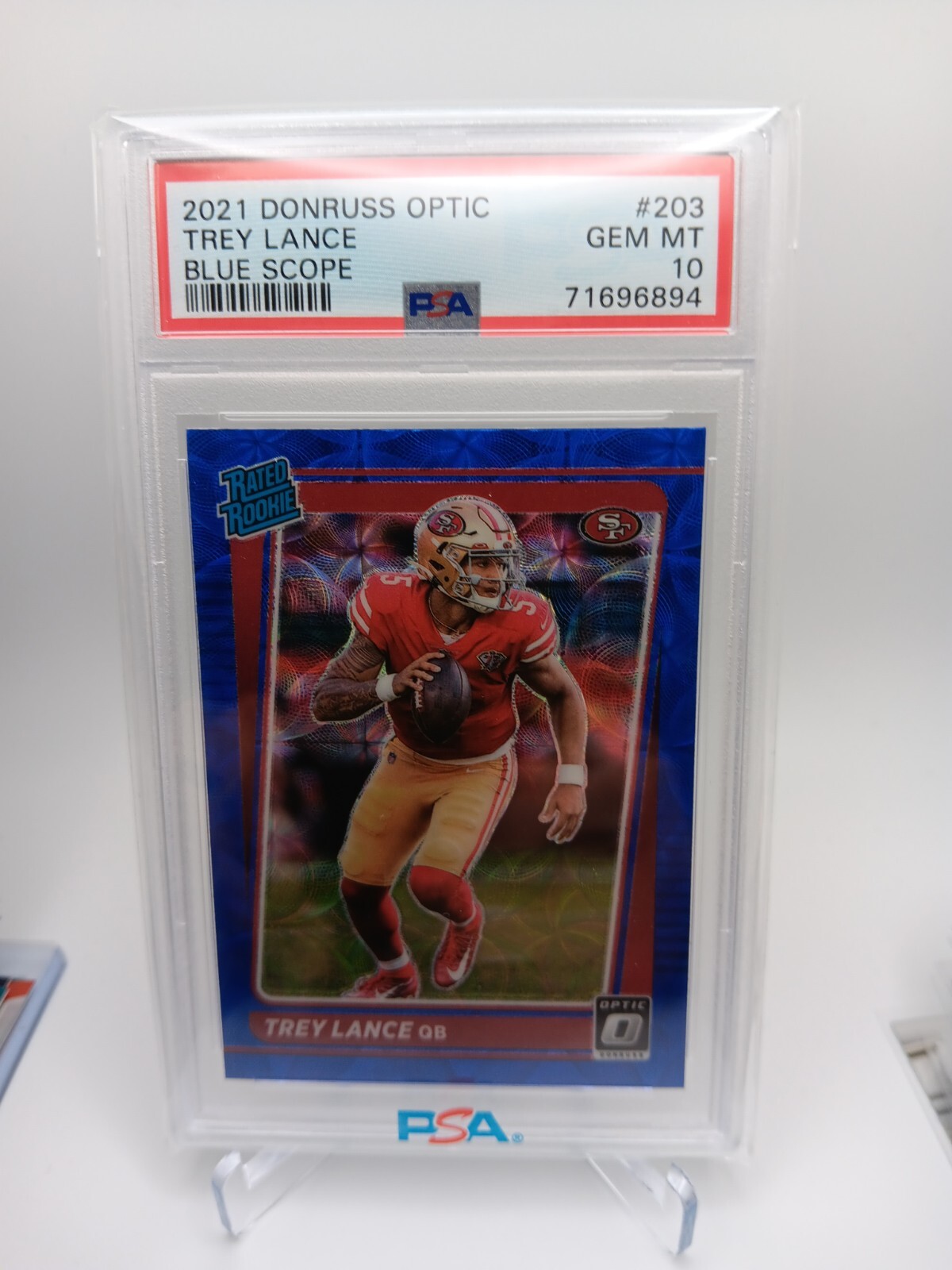 2021 Donruss Optic Trey Lance Blue Scope Prizm Rated Rookie PSA 10 GEM MINT