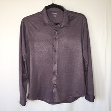 Calvin Klein Large 16.5 Button Front Purple 4 Way Stretch Slim Fit Shirt K22
