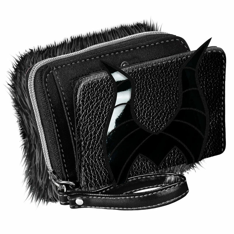 OFFICIAL DISNEY VILLAINS - MALEFICENT HORNS FAUX FUR CLUTCH PURSE/ WALLET
