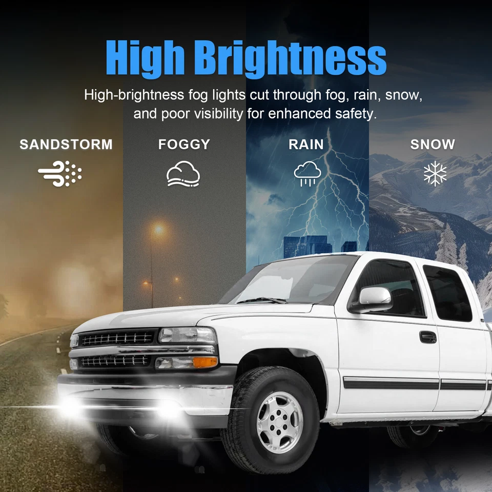 Luces antiniebla LED para Chevy Silverado 00-06 Tahoe Suburban 1999-2002 lámparas de parachoques Foto 3 de 4