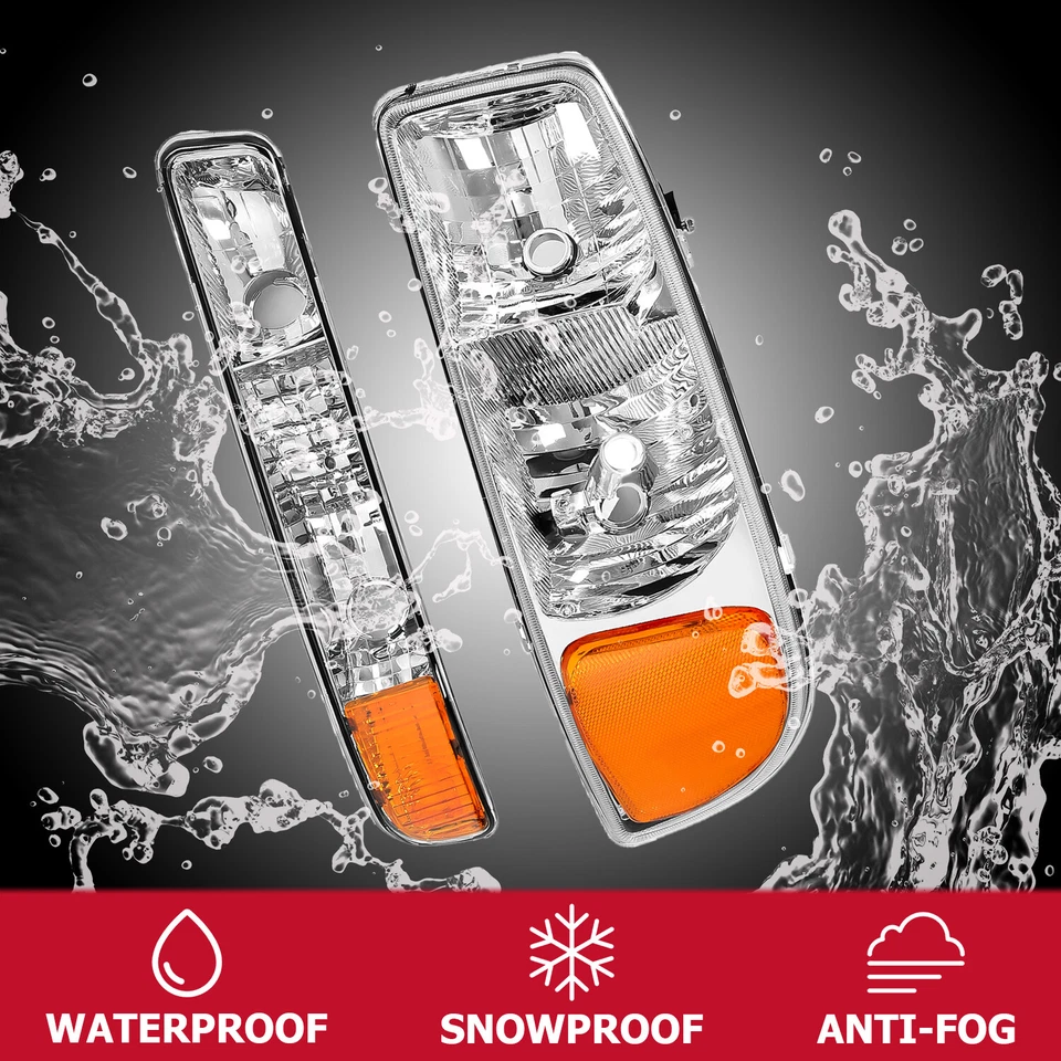 Headlights + Bumper Lamps For GMC Sierra 1500 2500 1999-2007 Yukon XL 2000-2006 - Image 4 of 4