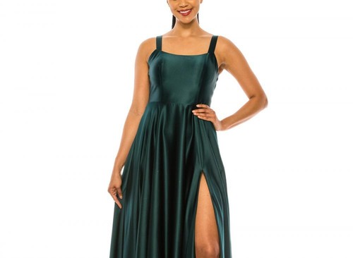 Bee Darlin Women's Long Ball Gown Dress Side Slit Solid Sleeveless A2504 - Picture 2 of 20
