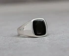 Natural Black Onyx Ring 925 Solid Silver Onyx Men's Ring Birthday Gift For Boys