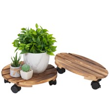 2x Large Plant Pot Holder Heavy Duty Mover Trolley Flower Stand on Wheels Indoor