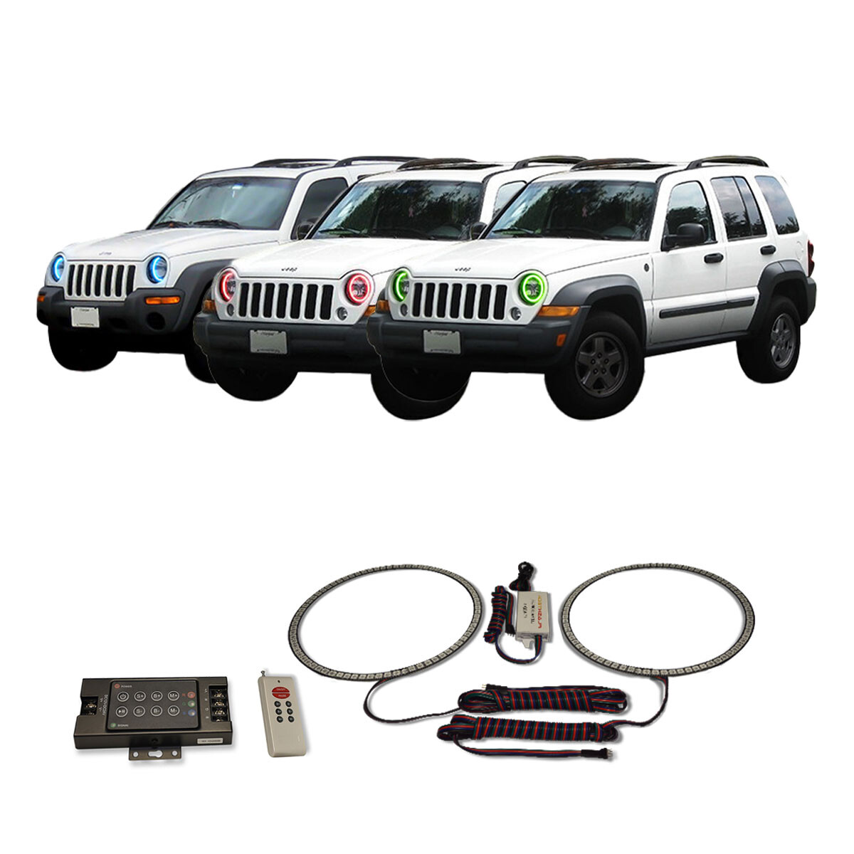 RGB Multi Color CHS Headlight Halo Kit For Jeep Liberty 08-13 - Foto 6