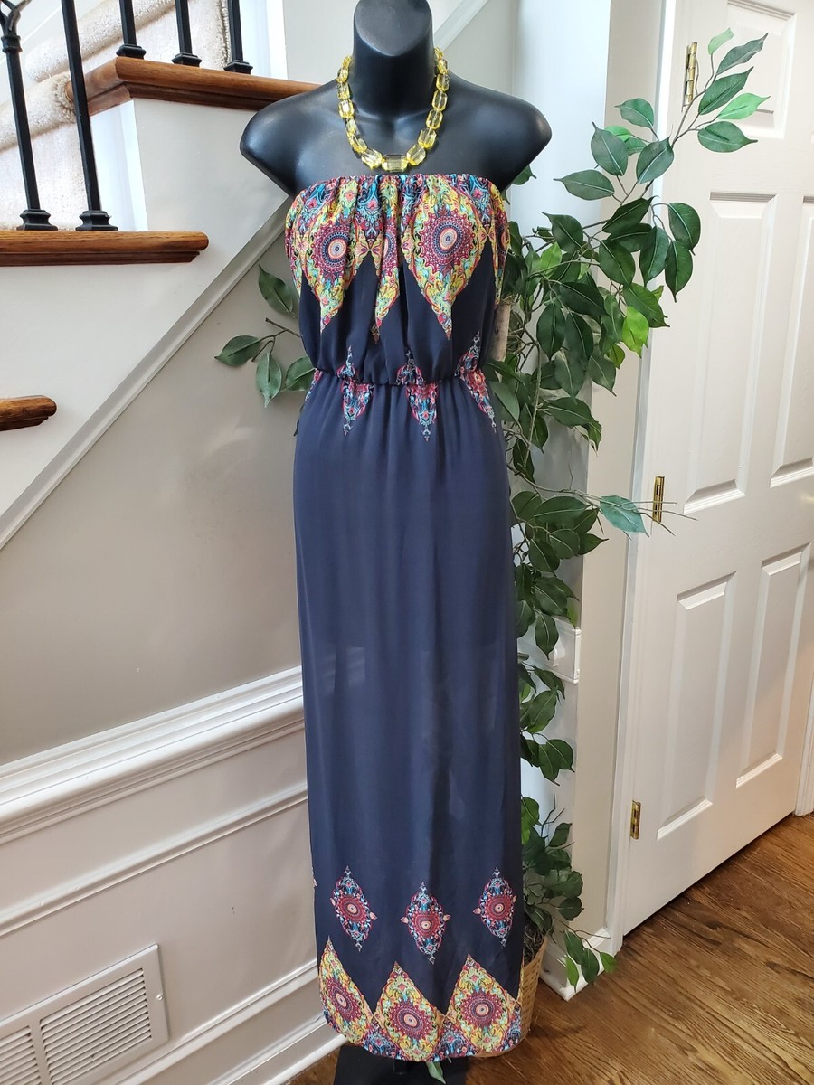 Love Tree Women's Black Polyester Off the Shoulder Long Maxi Dress Size  Medium | eBay