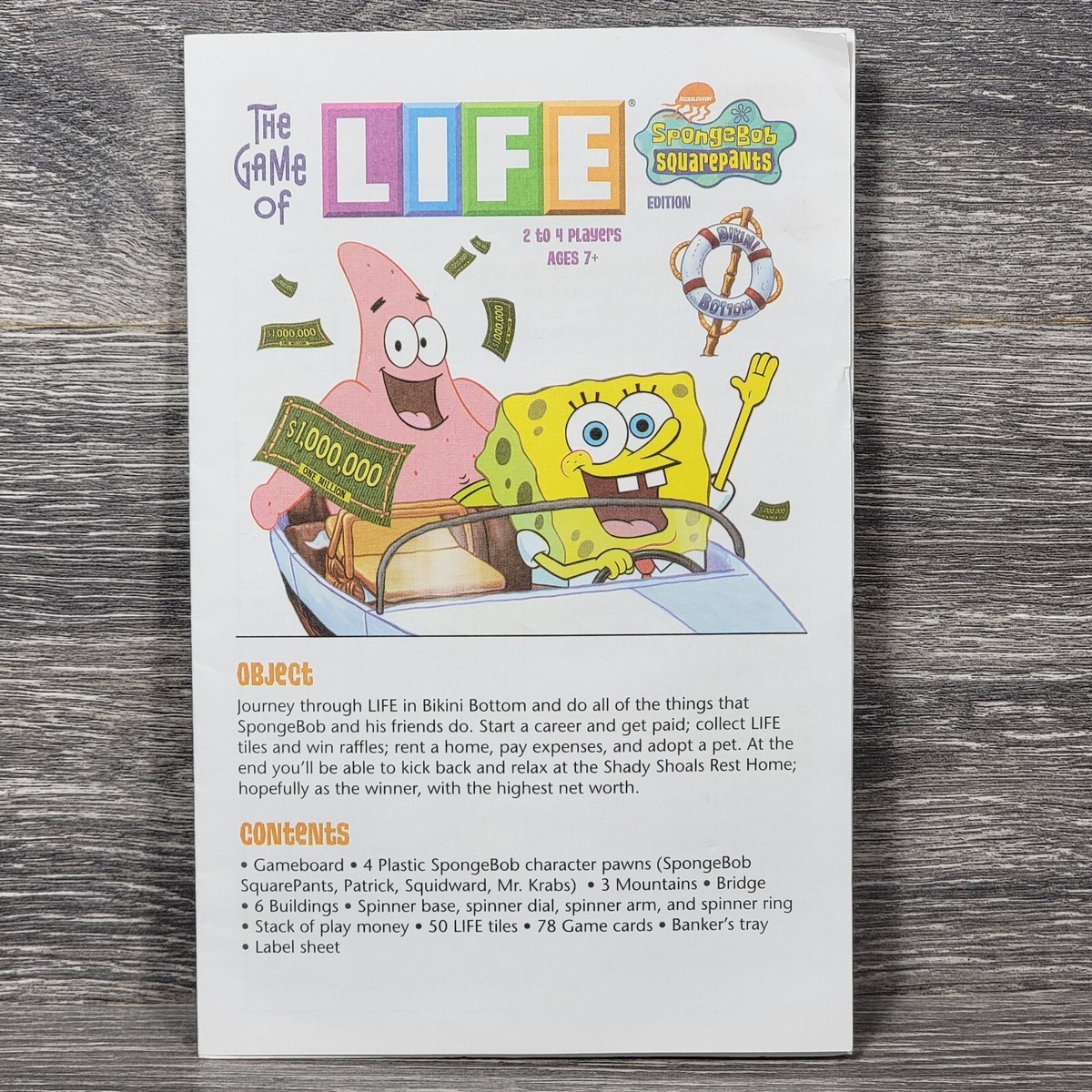 Board Game Life El Juego De La Vida Bob Esponja Instrucciones
