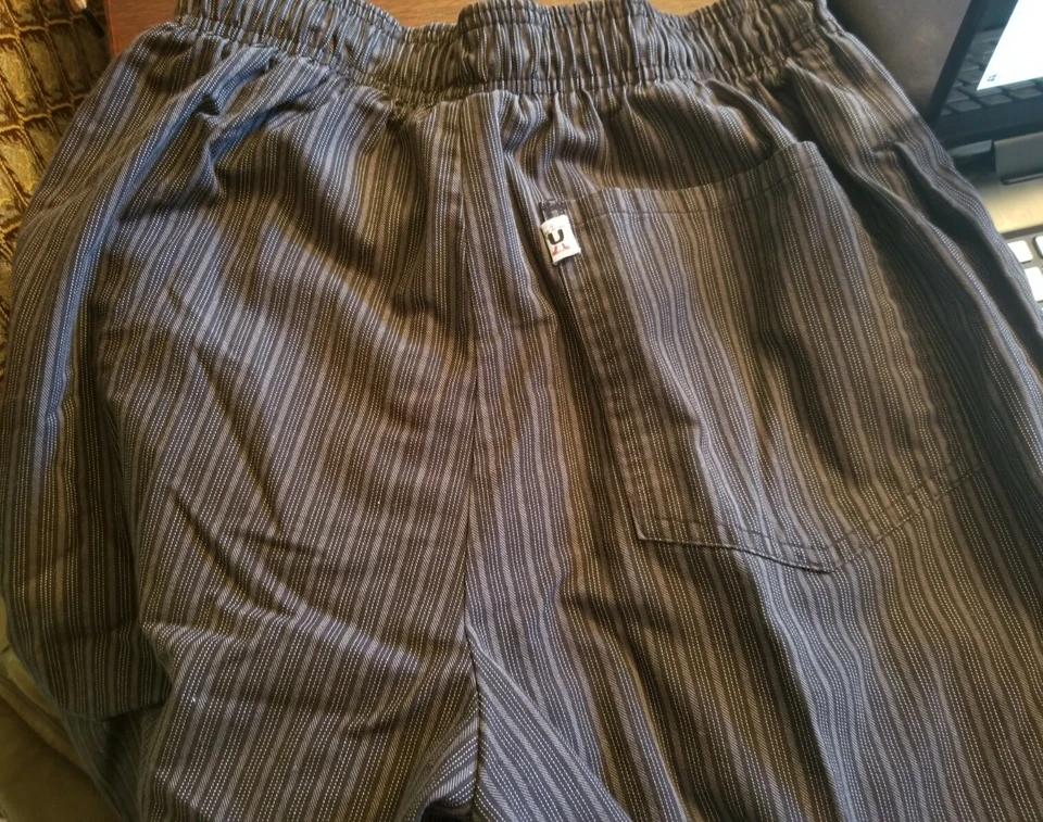 Uncommon Threads unisex Chef Pant Yarn-Dyed - (4003) Grey Triple Pinstripe  - Image 3 of 4