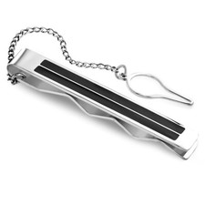 Krawattennadel Krawattenklammer mit Kette Tie clip Stainless Steel tie-ccr147