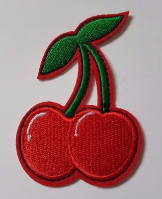 Large Red Cherry Embroidered Iron On Sew On Patch Dress Bag tshirt Jacket Skirt