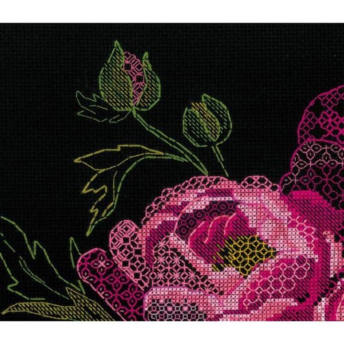 Cross-stitch kit Lace Peonies 2024 Riolis - Picture 2 of 7