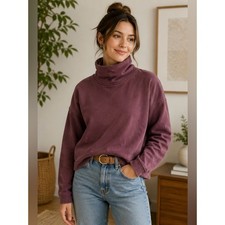 Everlane Organic Cotton Mock Neck Sweatshirt Mauve Purple XS Cozy Pullover