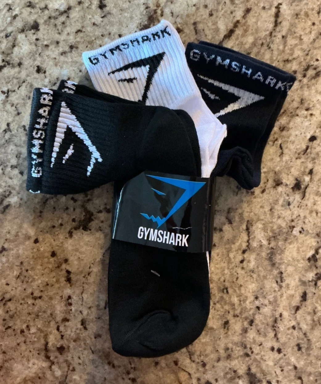 GYMSHARK Socks ANKLE 3 Pairs Socks One-size fits BLACK, NAVY & WHITE UNISEX wtag