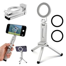 Magnetic Tripod Portable Cellphone Stand for Recording Travel, Silver