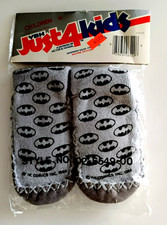 NIP Just 4 Kids Batman Slipper Socks Children Sz M 6-1/2 Skidproof Grey/Black