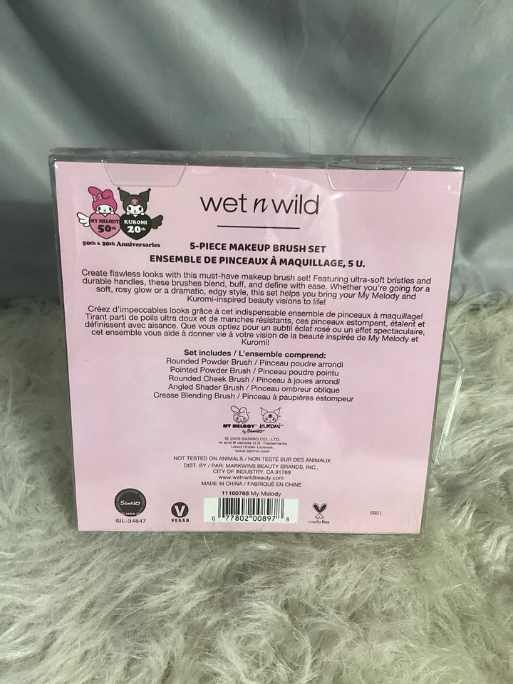 Wet n Wild My Melody 50th & Kuromi 20th Anniversary 5-Piece Makeup Brush Set - Image 3 of 4