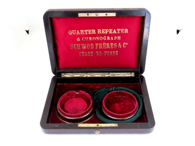 SCHWOB FRERES Tavvanes Vintage Pocket watch Box Quater Repeater Chronograph