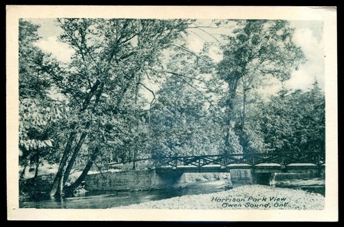 Owen Sound Ontario Postkarte 1920er Harrison Park Bridge