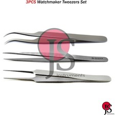 Professional Watchmaker Repair Jeweller Tweezers Antistatic Forceps 3PCS