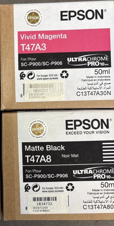 2 cartouches Neuve Pour Epson SureColor SC-P900 SC-P906 Origine T47A3 et T47A8 - Photo 1/1