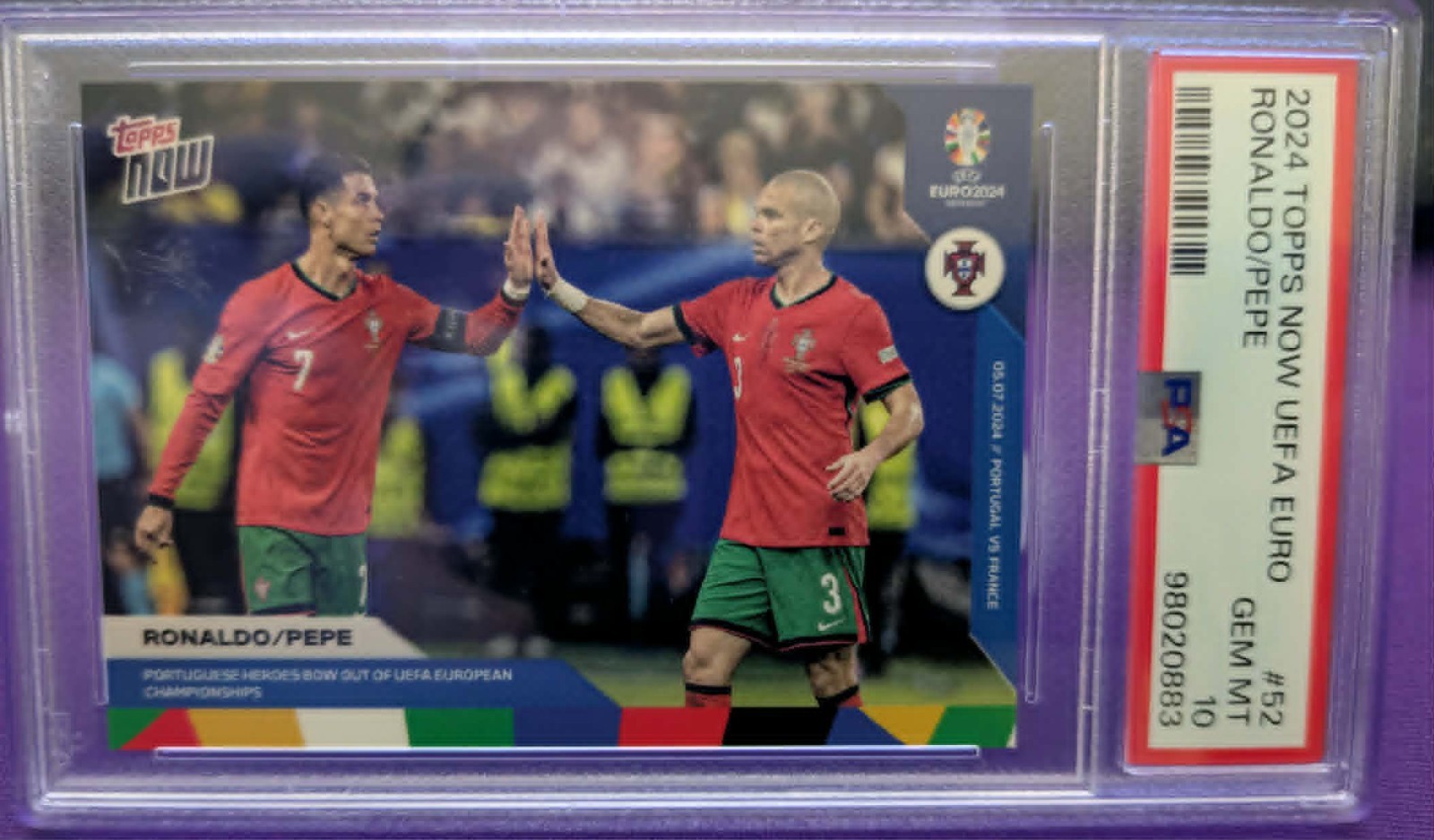 CRISTIANO RONALDO PEPE PSA 10 2024 TOPPS NOW UEFA EURO #52 GEM MINT 0883