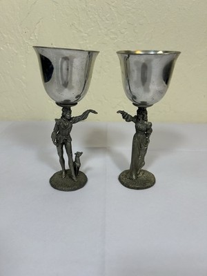 Set of 2  Goblet Romeo Juliet Bob Maurus Gallo Pewter Chalice Renaissance Lovers