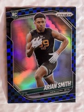 Arian Smith 2025 Panini Prizm Black & Blue Checkerboard Prizm RC SSP #391