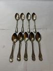 vintage early 1900s .925 sterling silver spoon set of 9 total weight 188g