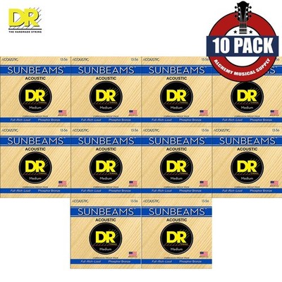 10-PACK DR RCA-13 Sunbeams Phosphor Bronze Acoustic Guitar Strings 13-56