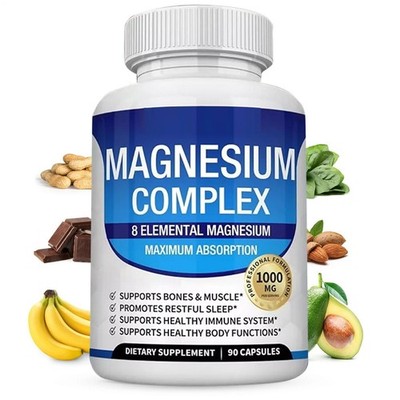 Magnesium Glycinate Complex 1000mg - 90 Capsules 8 elements magnesium
