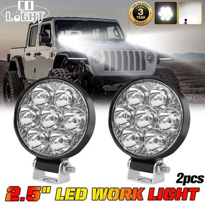 Pair 2.5'' inch Round LED Work Lights Bar Spot Flood Fog Driving Lamp Offroad SUV
