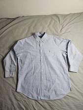 Ralph Lauren Classic Fit Button Up Shirt Mens Size 16.5-32/33 Blue Preppy NEW